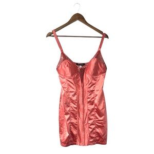 NEW Urban Outfitters Piper Orange Corset Sexy Satin Lingerie Mini Dress Large